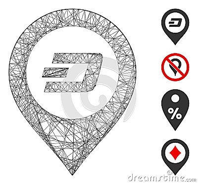 Hatched Dash Map Pointer Vector Mesh Vector Illustration