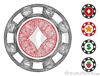 Hatched Diamonds Casino Chip Vector Mesh Vector Illustration