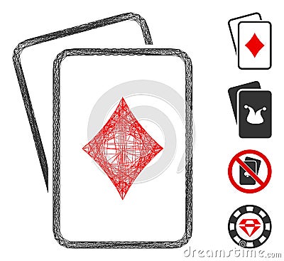 Hatched Diamonds Gambling Cards Vector Mesh Vector Illustration