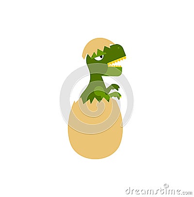 Hatched dinosaur from egg isolated. Vector illustration Vector Illustration