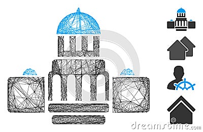 Hatched Government Buildings Vector Mesh Stock Photo