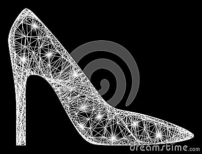 Hatched High Heel Lady Shoe Mesh with Bright Flares Vector Illustration