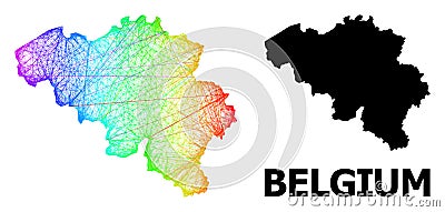 Hatched Map of Belgium with Spectral Gradient Vector Illustration