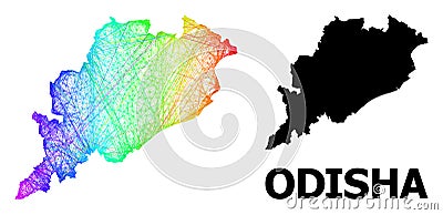 Hatched Map of Odisha State with Spectrum Gradient Vector Illustration