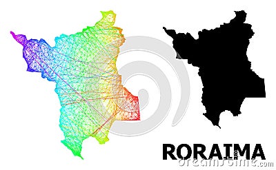 Hatched Map of Roraima State with Spectrum Gradient Vector Illustration