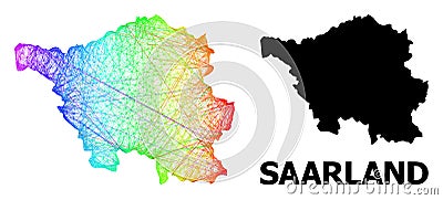 Hatched Map of Saarland State with Spectral Gradient Vector Illustration