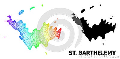 Hatched Map of Saint Barthelemy with Spectrum Gradient Vector Illustration