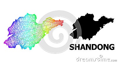 Hatched Map of Shandong Province with Spectrum Gradient Vector Illustration