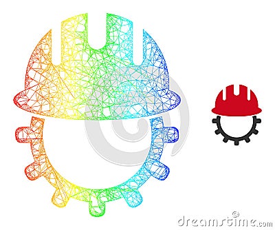 Hatched Mechanics Engineering Mesh Icon with Spectral Gradient Vector Illustration