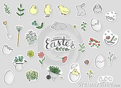 Vector set of Easter stickers Vector Illustration