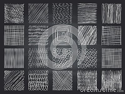 Hatching textures. Pencil sketching shading grunge effect vector patterns collection Vector Illustration