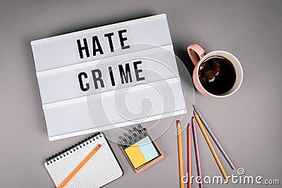 Hate Crime. Text in light box Stock Photo