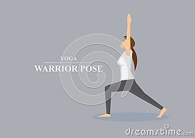 Hatha Yoga Asana Warrior Pose Profile View Vector Illustration Vector Illustration