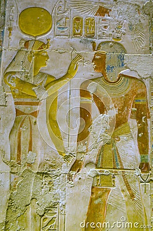 Hathor and Pharoah Seti Stock Photo