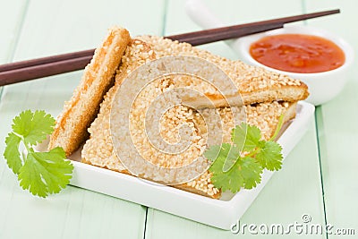 Hatosi (Prawn Toast) Stock Photo