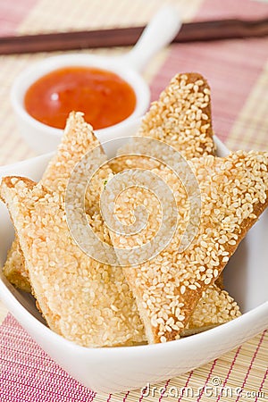 Hatosi (Prawn Toast) Stock Photo