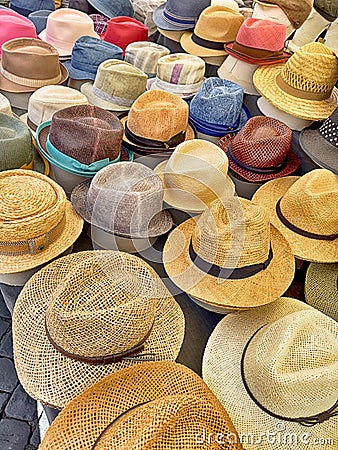 Hats At The Campo de Fiori Stock Photo