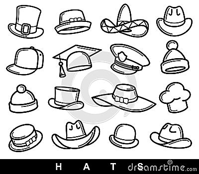 Hats collection set. Collection icon hat. Vector Vector Illustration