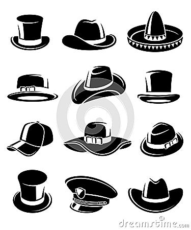 Hats collection set. Vector Vector Illustration