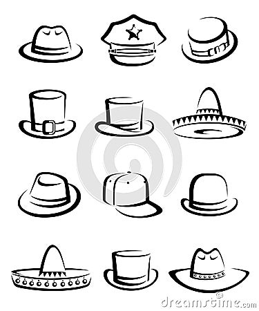 Hats collection set. Vector Vector Illustration