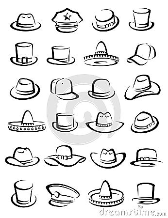 Hats collection set. Vector Vector Illustration