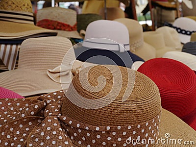 Hats with colorful ribbons Stock Photo