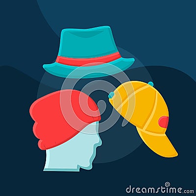 Hats flat concept vector icon Vector Illustration