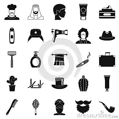 Hats icons set, simple style Vector Illustration