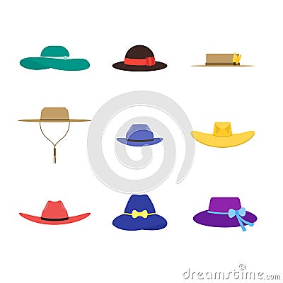 Hats Set Fashion for Men and Women. Vector Vector Illustration
