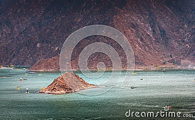 Hatta dam lake in Dubai emirate of UAE Stock Photo