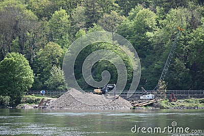 Hatzenport, Germany - 04 28 2022: construction site at the Mosel Editorial Stock Photo