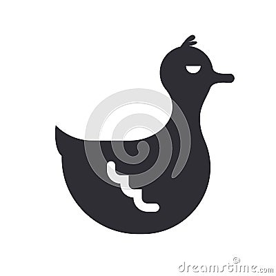 Haughty duck silhouette isolated on transparent background. Vector Illustration