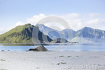 Haukland Beach, Lofoten Islands. Stock Photo