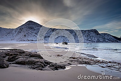 Haukland Beach on the Lofoten Islands Stock Photo