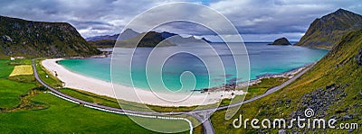 Haukland beach on Lofoten islands in Norway Stock Photo