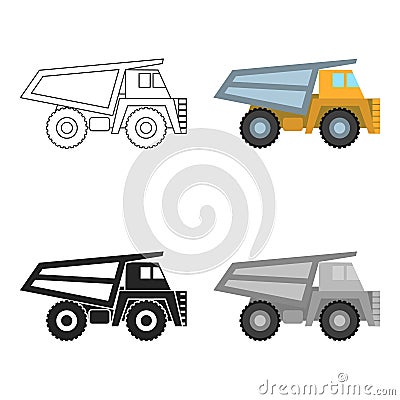 Haul truck icon in cartoon style isolated on white background. Mine symbol stock vector illustration. Vector Illustration