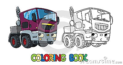 Hauler. Funny small truck or tractor coloring book Cartoon Illustration