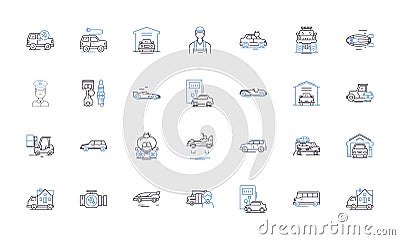 Hauling line icons collection. Transporting, Moving, Carrying, Delivery, Shifting, Relocation, Pulling vector and linear Vector Illustration