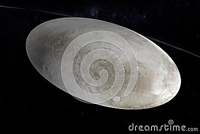 Haumea, dwarf planet, rotating in the outer space. 3d render Stock Photo