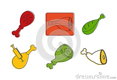 Haunch icon set, color outline style Stock Photo