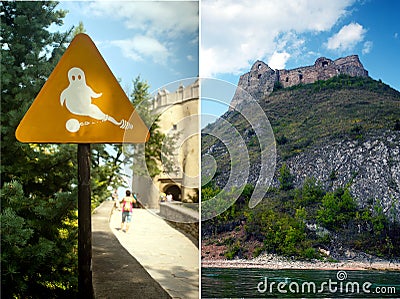 Haunted castle sign Stock Photo