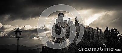 Haunted castle in the sky Stock Photo