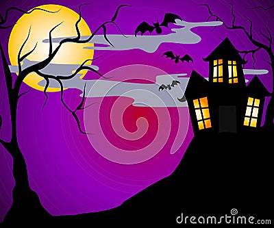 Haunted House Halloween Cartoon Illustration