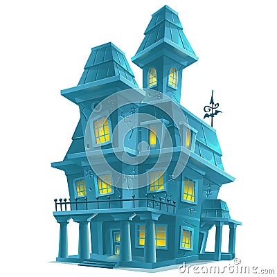 Haunted house in halloween on white background Vector Illustration