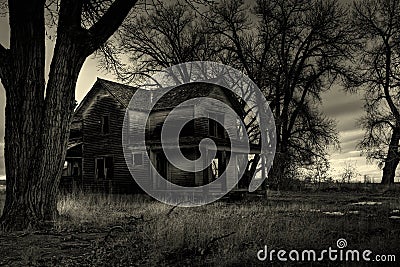 Haunted house monochrome Stock Photo