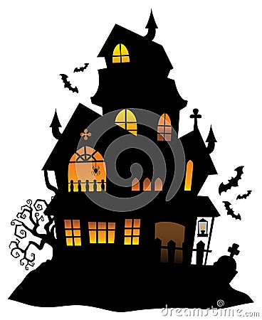 Haunted house silhouette theme image 1 Vector Illustration