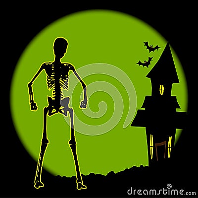 Green Halloween House Background Vector Illustration