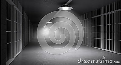 Haunted Jail Corridor And Cells Stock Photo
