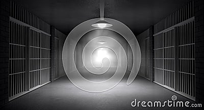 Haunted Jail Corridor And Cells Stock Photo