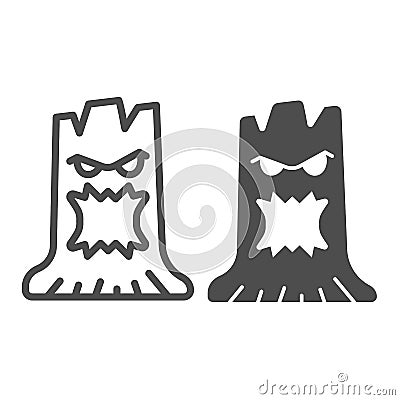 Haunted tree, halloween, scary, spooky, tree line and solid icon, halloween concept, evil druid vector sign on white Vector Illustration